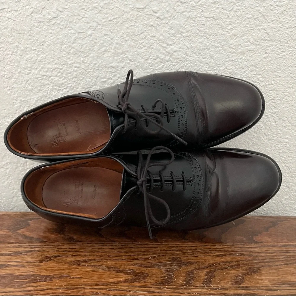Allen Edmonds 8271 Burgundy Two Tone Shelton Saddle Oxford Size 10.5